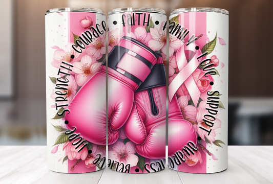 GLOVES BREAST CANCER TUMBLER
